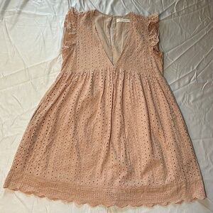 Women's Mustard Seed Eyelet Short Romper Babydoll Dress Size S